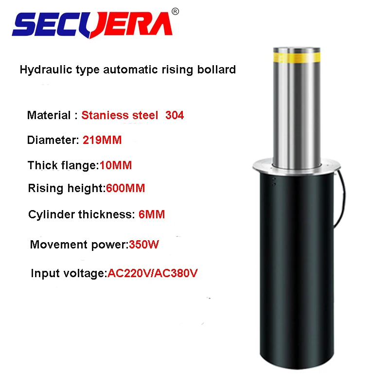 2024 Hydraulic Automatic Rising Bollards remote control security bollards 219mm Road Traffic Lifting road blocker