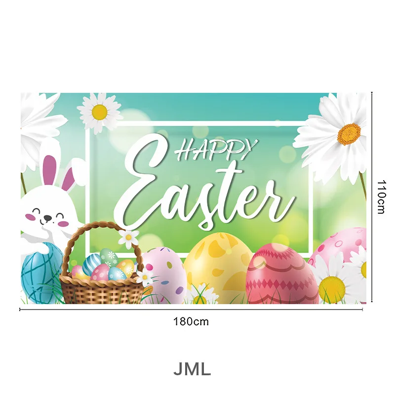 2024 New Easter Banner Decoration Background Cloth Rabbit Egg Garden Flag Easter Flag
