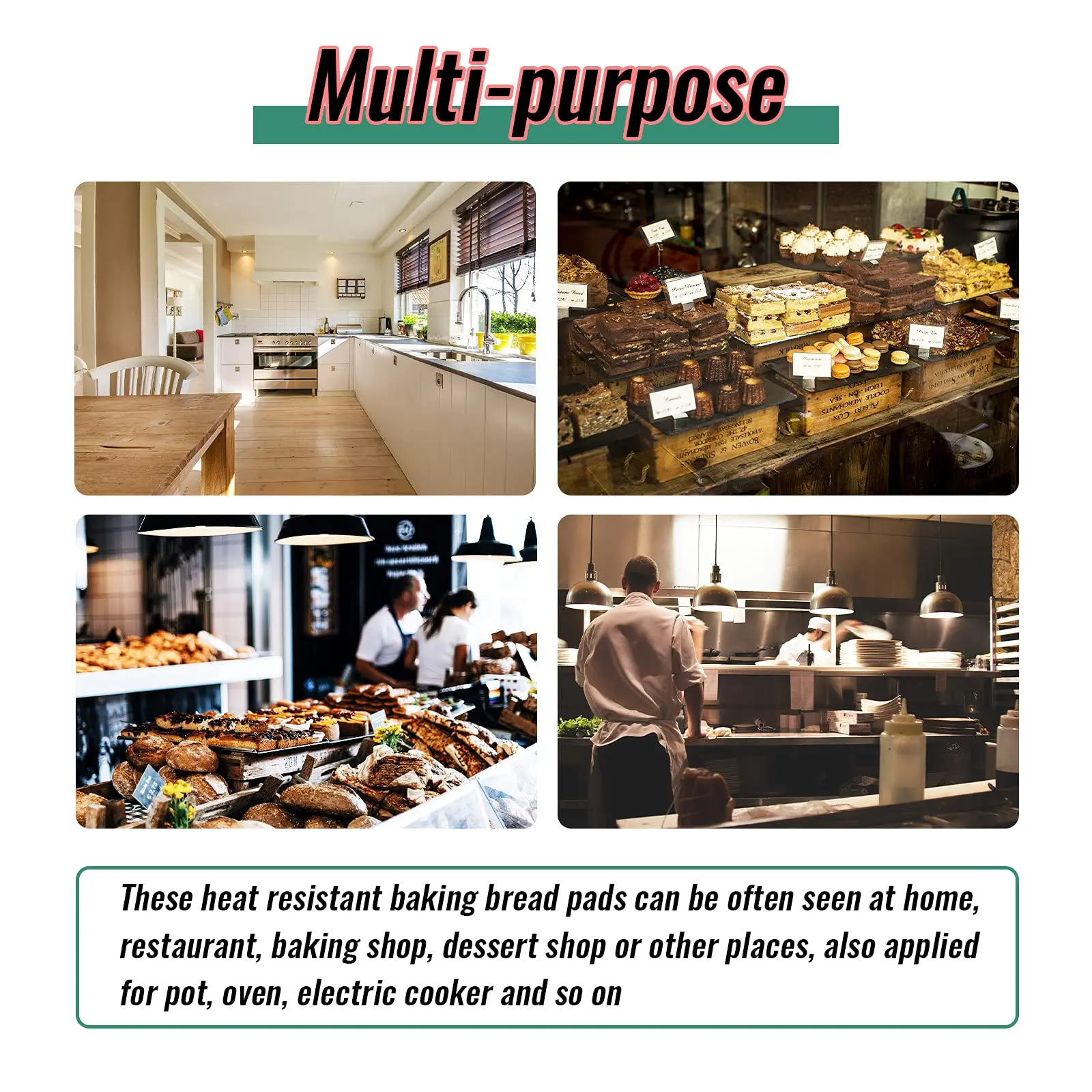 8.3 Inch Reusable Silicone Baking Mat Set Bread Non-stick with Long Handle Sheets Heat Resistant Pad for Dutch Oven