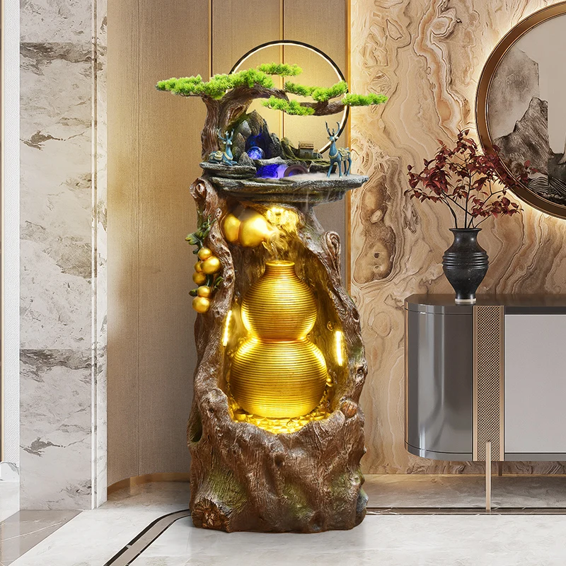Feng Shui Wheel, rockery, flowing water fountain, wealth attracting decoration, circulating water, floor opening gift,
