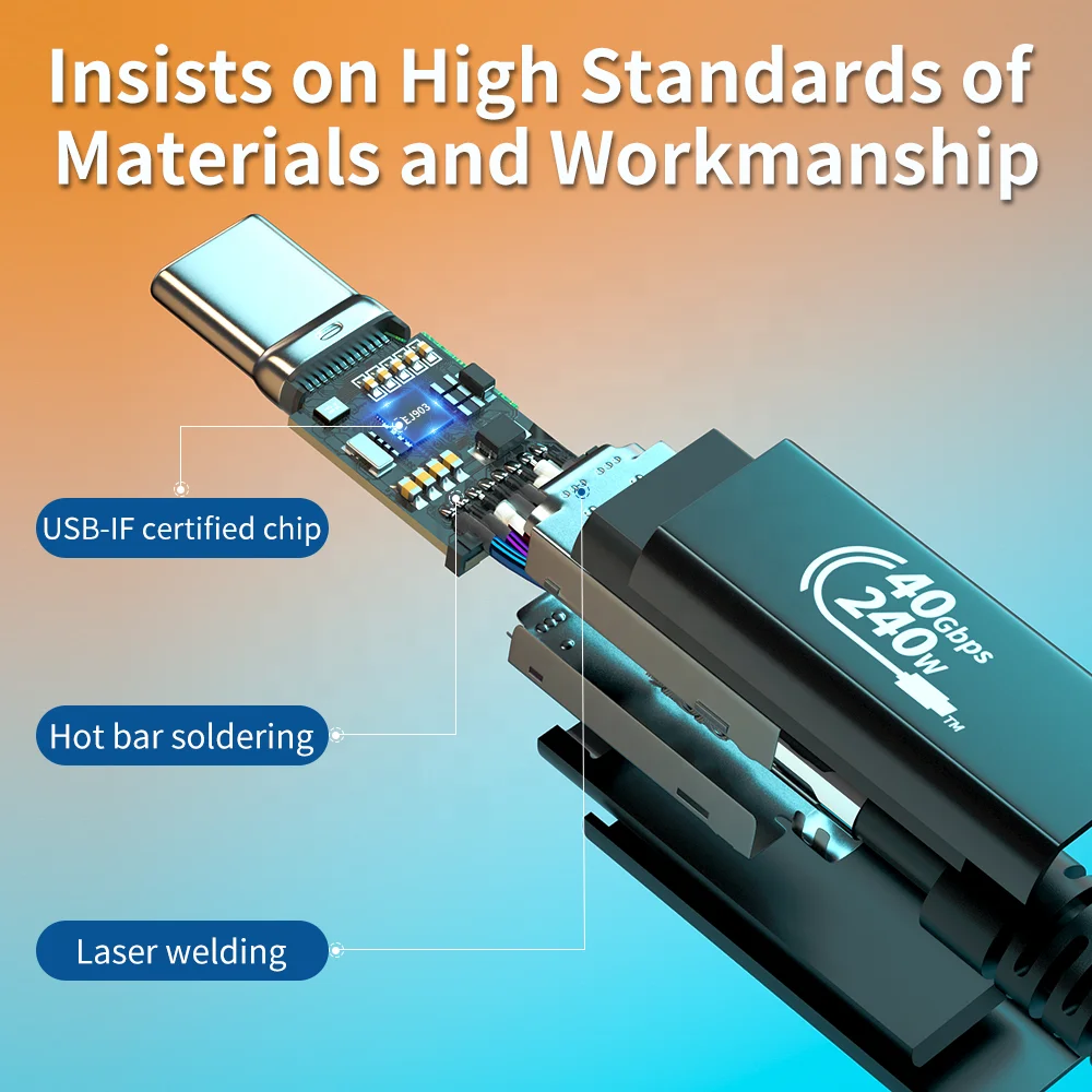 Ульт-unite USB-IF Сертифицированный 1 м USB4 240W кабель 40 Гбит/с 8K 60 Гц ЭПР 240 Вт с разъемом типа