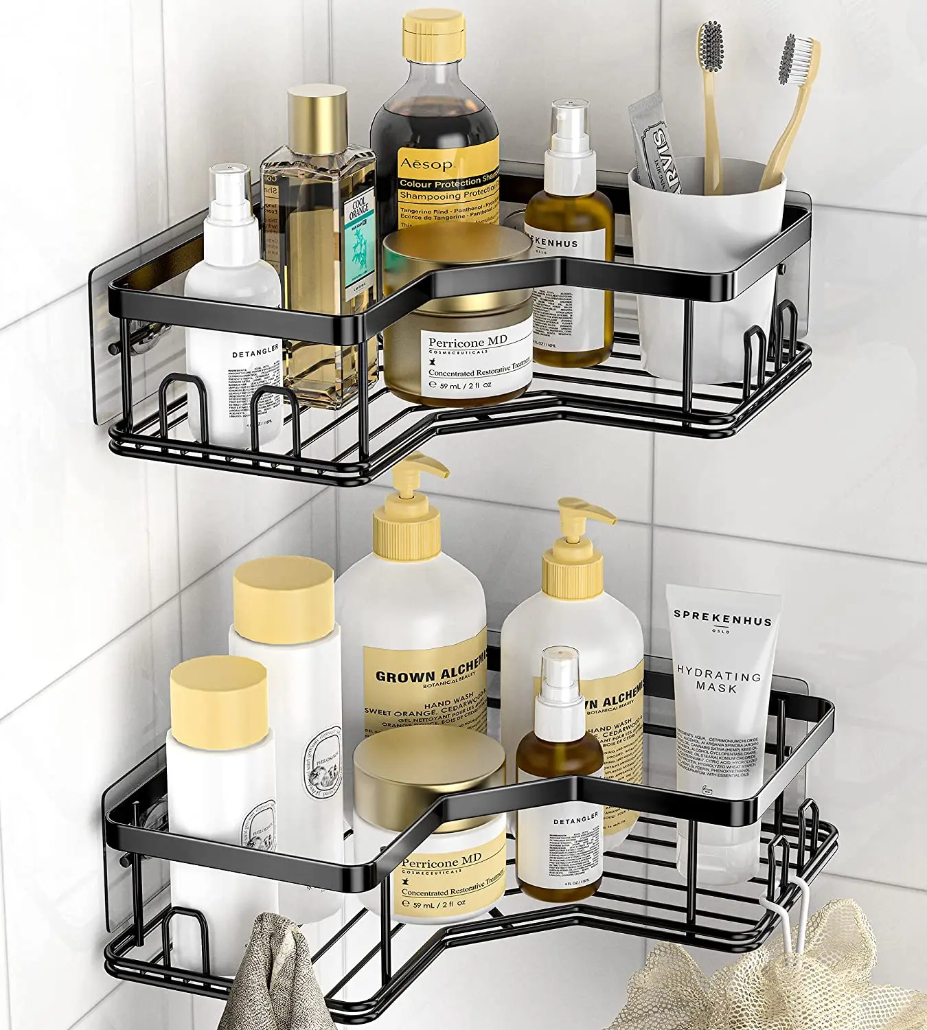ROVATE Hot Sale Bathroom Corner Shower Caddy, Shower Organizer Corner Shower Shelf Wall mounted Storage shelf