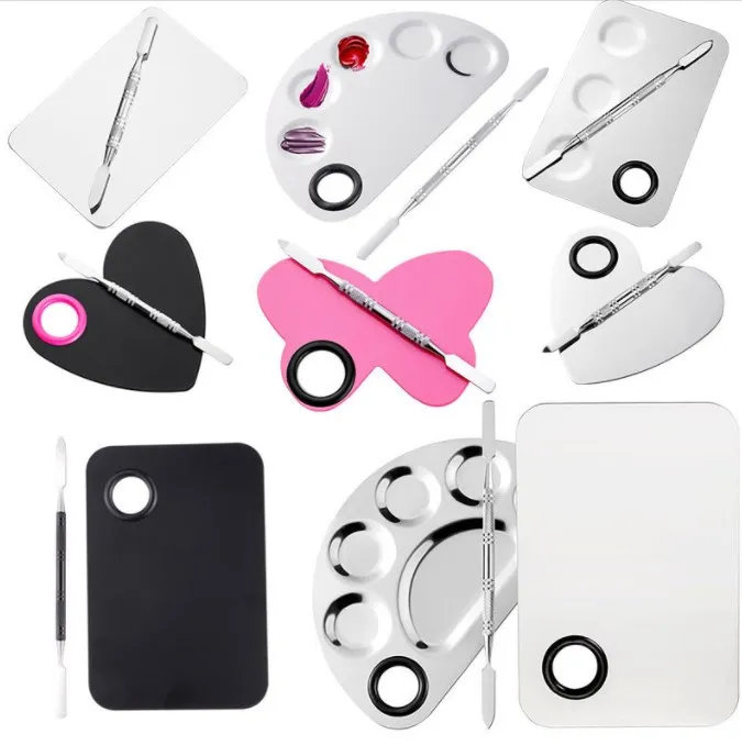 Смешивание, растушевка, инструменты для макияжа, частная торговая марка, металлическая палитра, лотки для смешивания макияжа, ручная палитра для смешивания, лопатка для смешивания основы