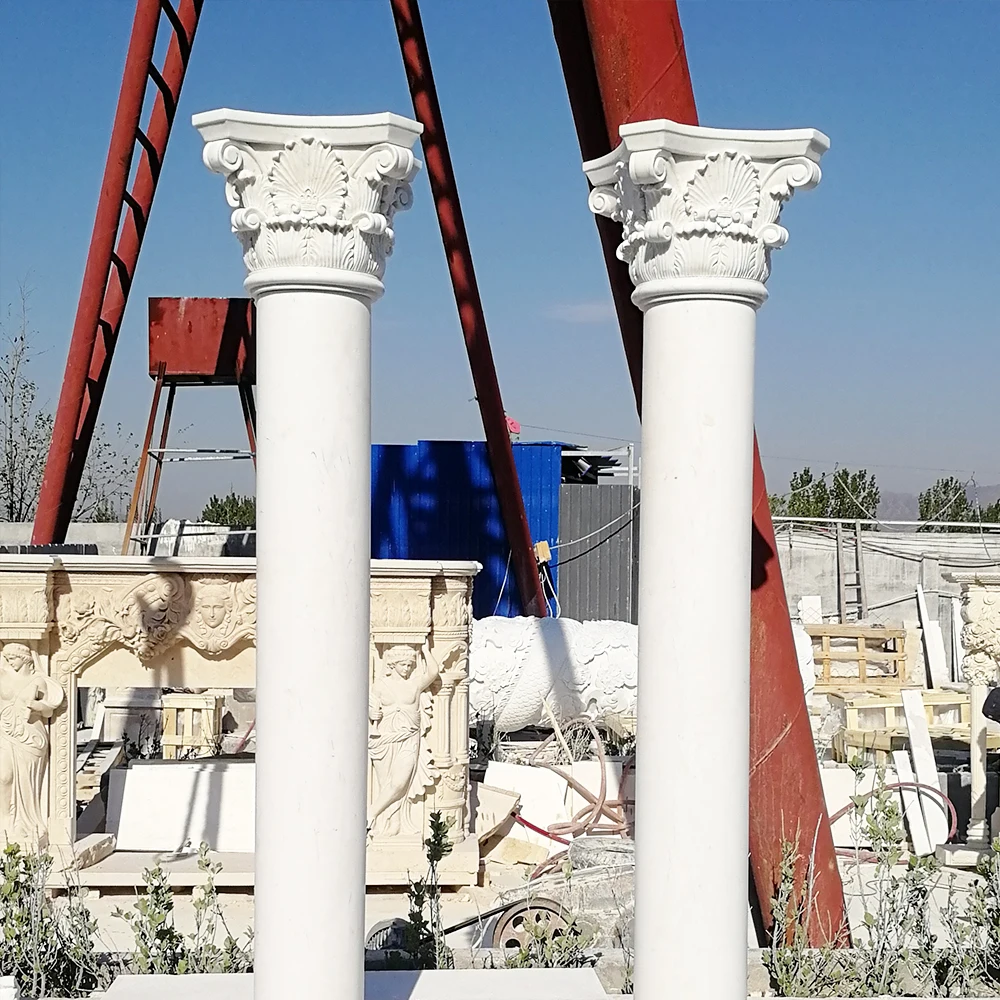 Natural Granite Stone Carving Outdoor Garden Decoration Large Relief Ornamental Statue Pillar