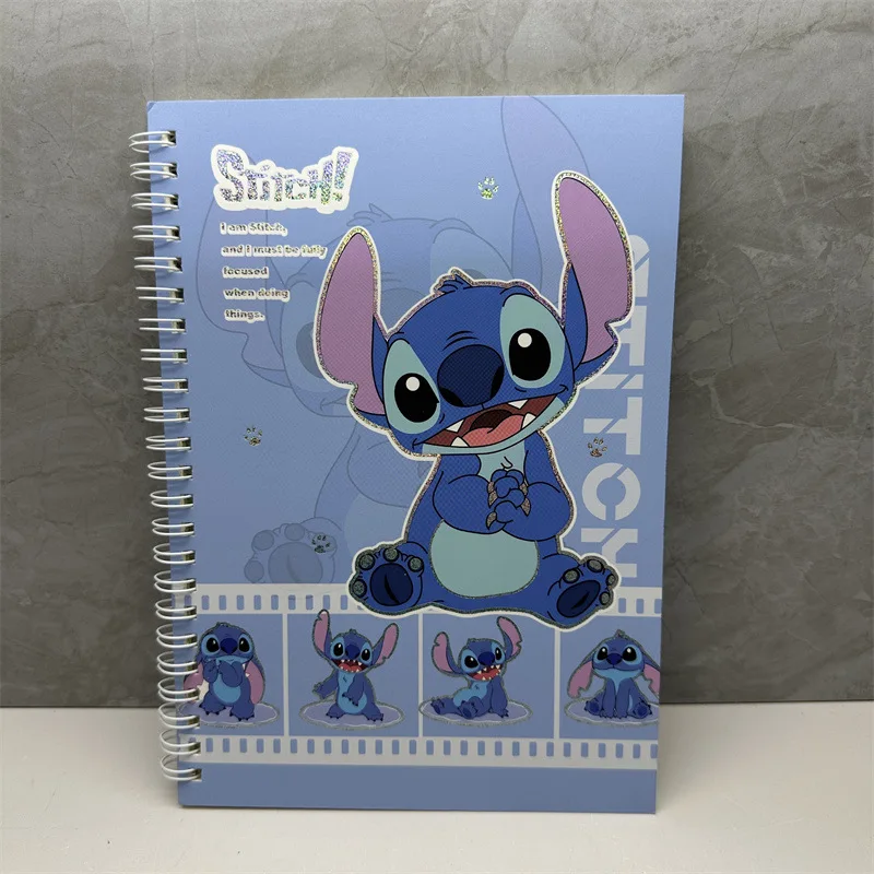 Kawaii Blue Stitch Notebook Student Coloring Page Notebook A5  Coil Waterproof Cover Diary Notebook Campus Book