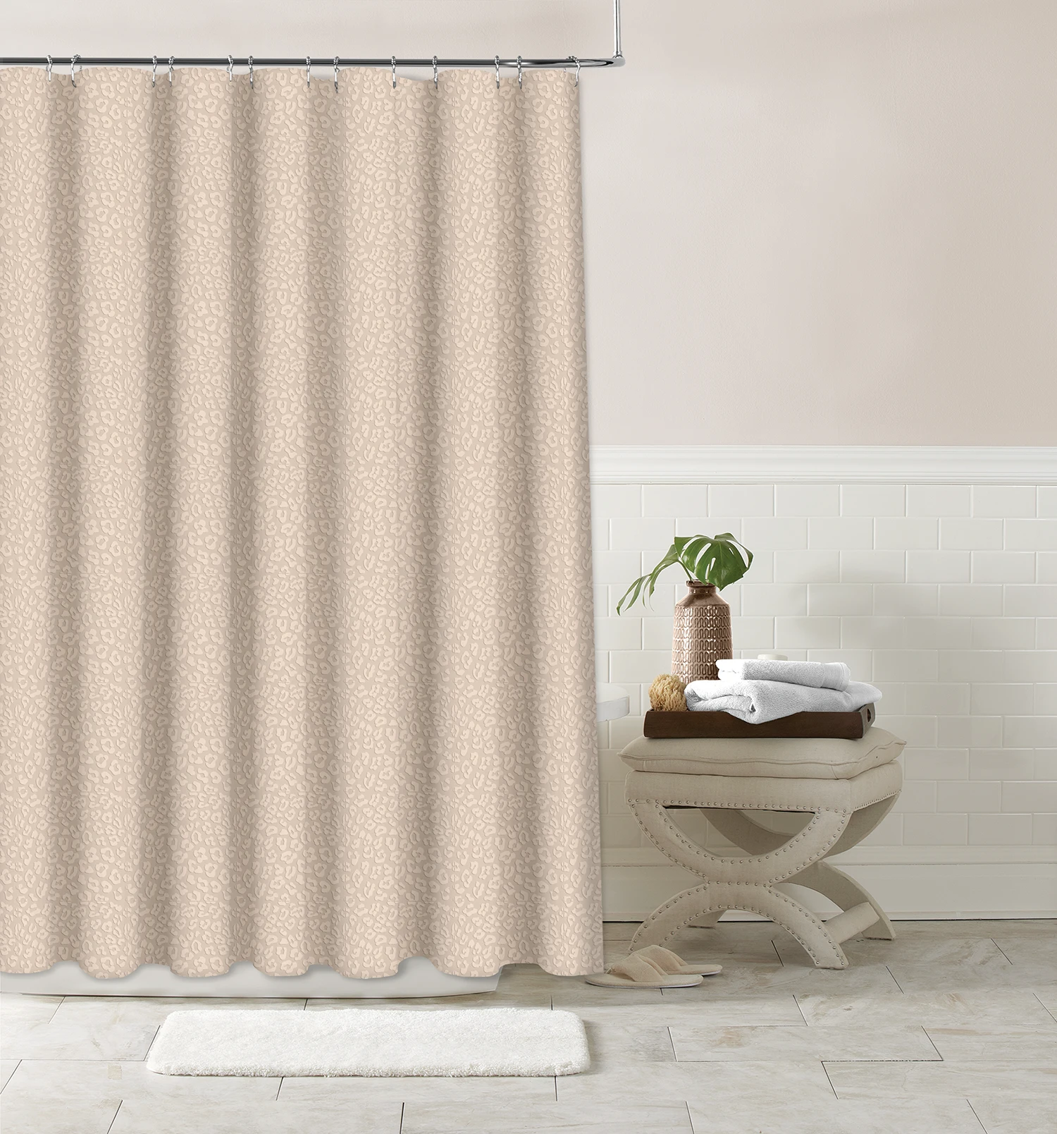 3D Geometric style embossing effect design solid colour shower curtain for hotel bathroom decorative