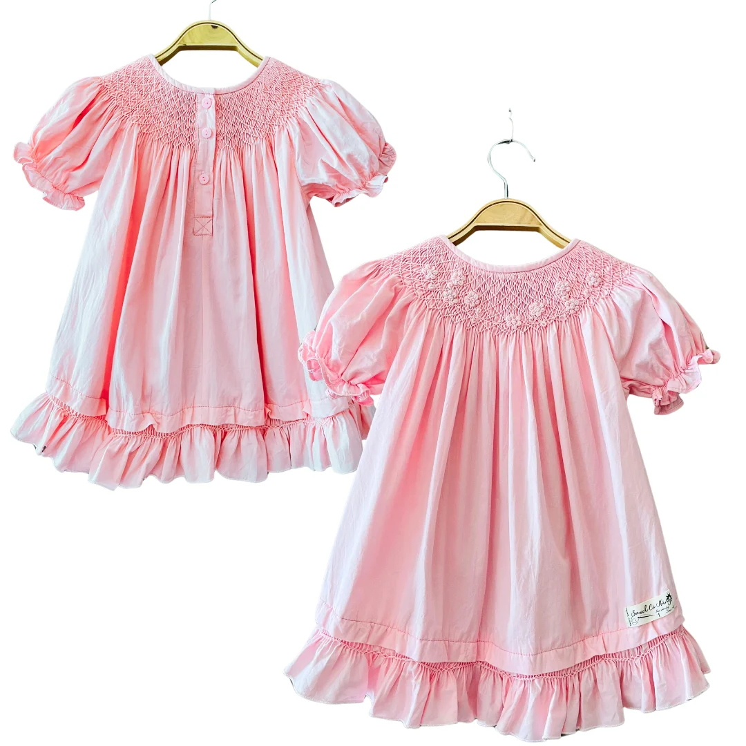 Custom Designs OEM ODM Clothes For Kids Children Clothing Girl Smocking Dress Princess Casual Cotton Wholesale Hight Quality