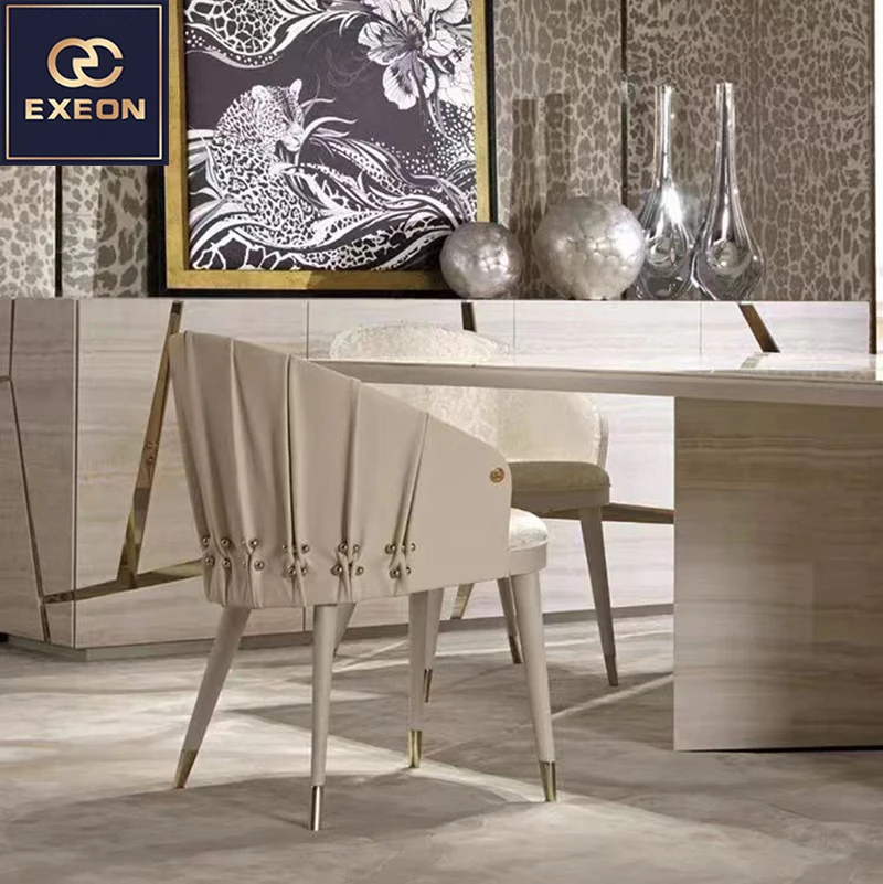 Italian Light Luxury Modern Dining Chair High-end Villa Restaurant Design Style Backrest Dining Chair