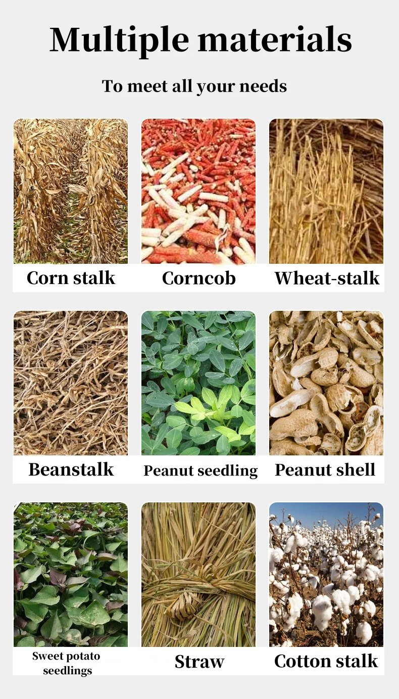 Small multi-functional grinding corn stalk feed crusher hammer blade mill crusher