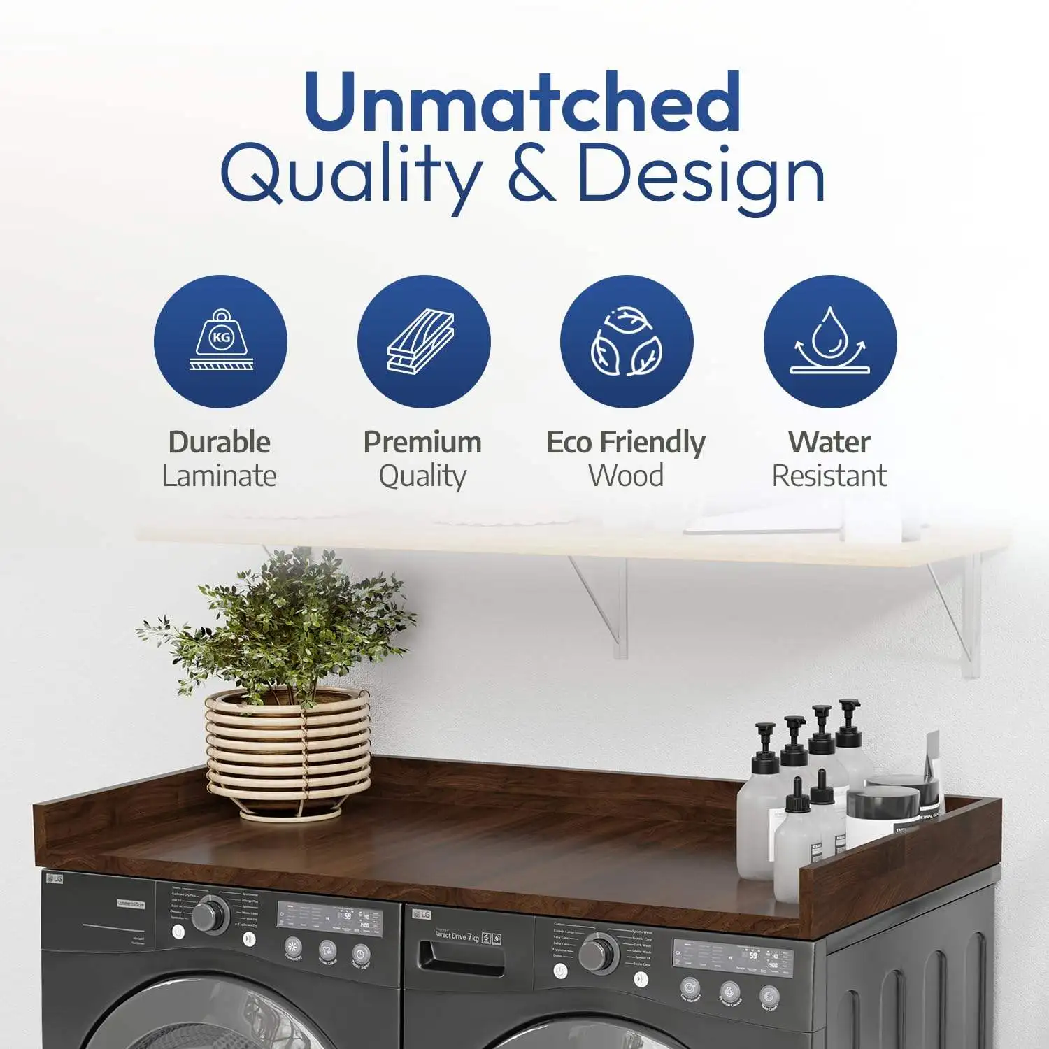Wholesale Wooden Washer Dryer Countertop,Wooden Washer Countertop Cover with Handles,Wood Drawer Organizer Protector for Laundry
