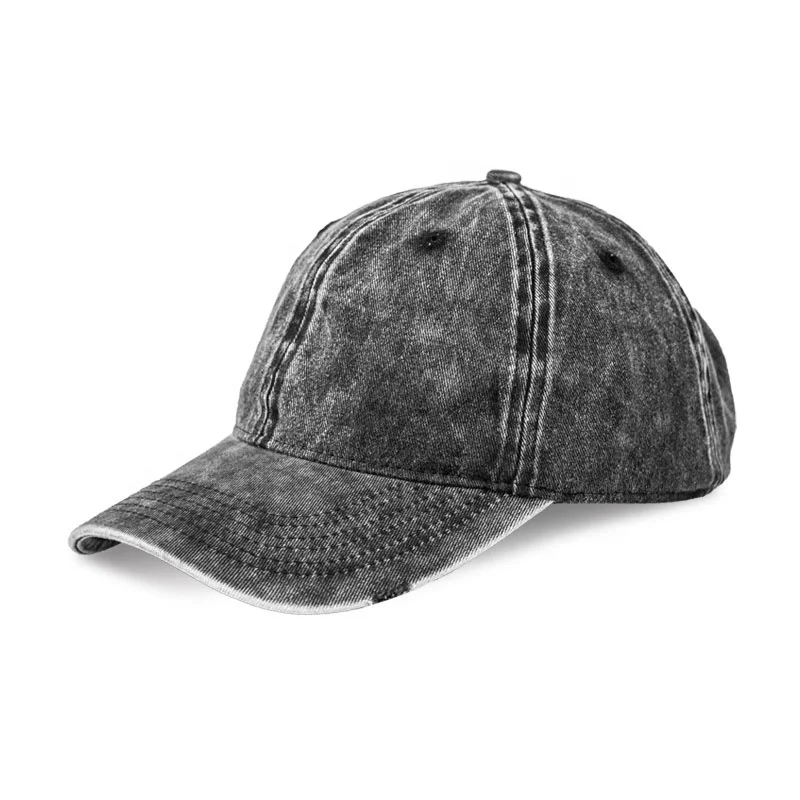 Adjustable Washed Denim Unisex Baseball Manufactured Fishing Cap With Custom Logo Embroidered OEM Black Blank Trucker Hat
