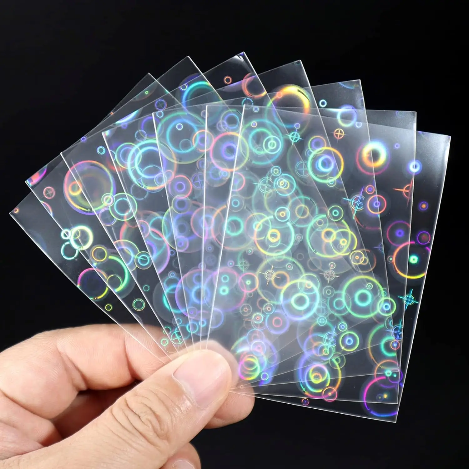 Bubble Holographic Laser Flash Penny Card Sleeves Perfect Fit Kpop Idol Photocard Sleeves Board Game Card Protector