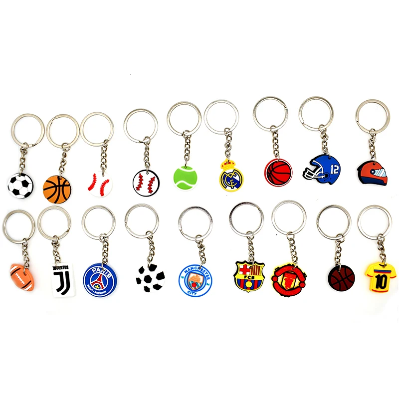 Pvc Football Helmet Keychain Soft Rubber Colorful Football Keychain Portable Football Team Logo Keychain