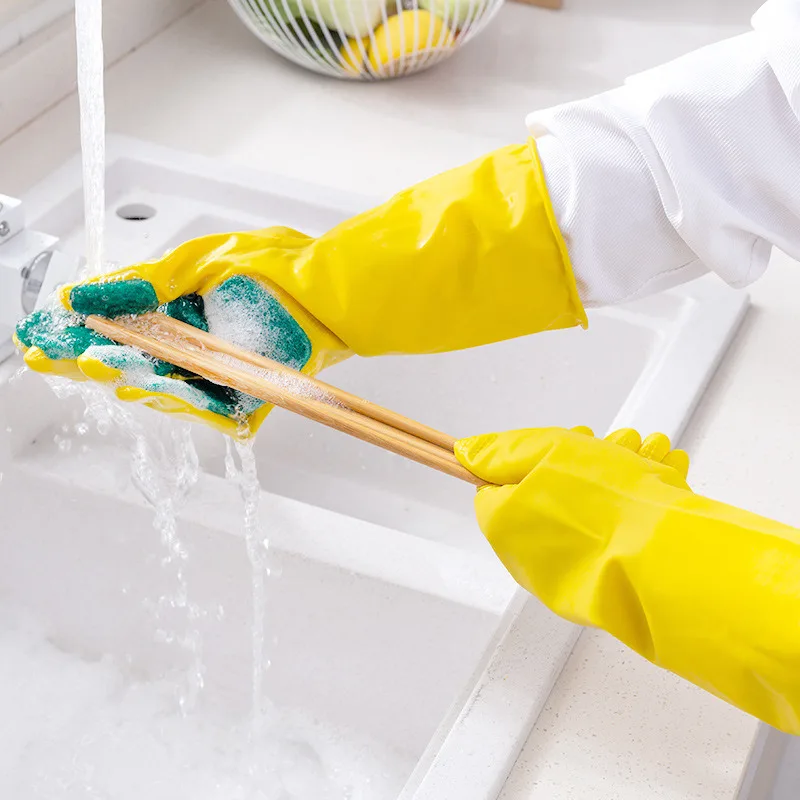 New Clean Latex Household Gloves with Sponge&Souring Pad
