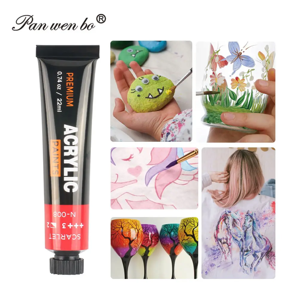Panwenbo Acrylic Paint Set 24 Colors Non-Toxic Acrylic Color Paint Wholesale Acrylic Paint Tube With Brush,Canvas and Palette
