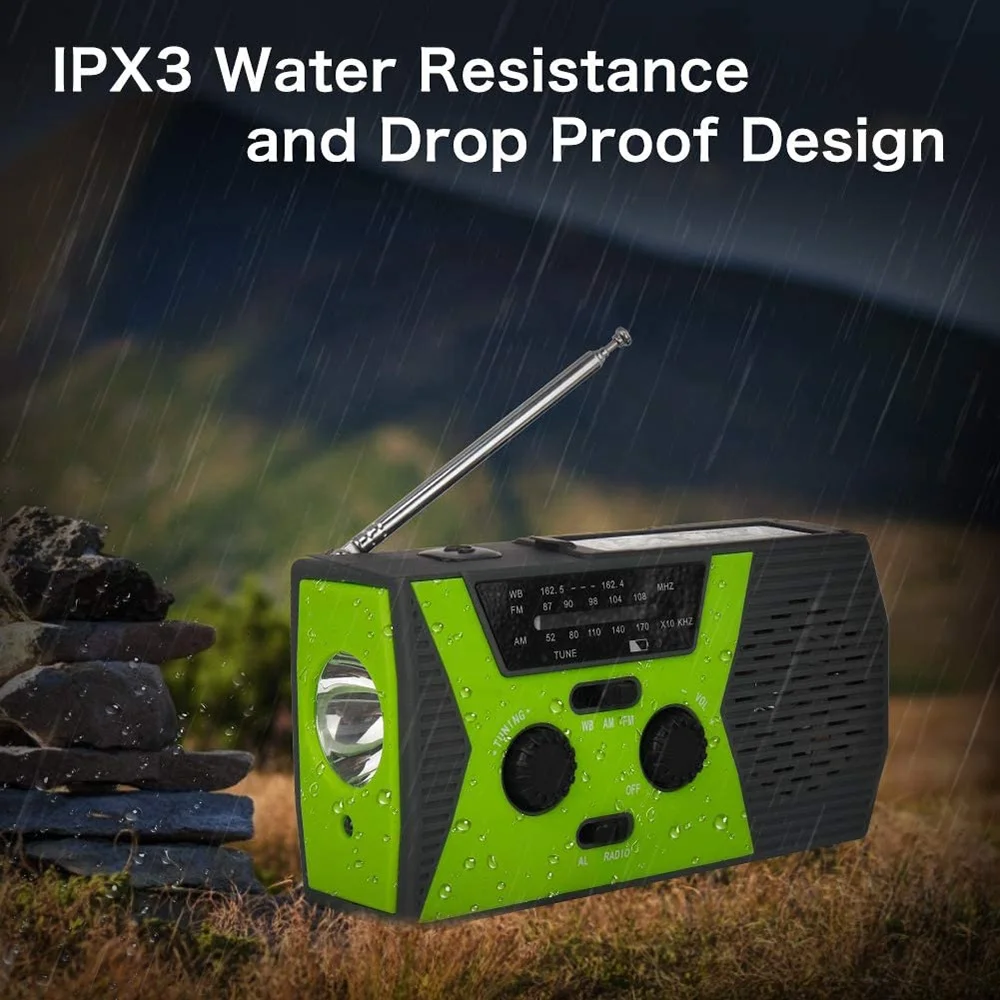 Высококачественный аварийный радиоприемник на солнечной батарее, 2000 мАч, AM/FM/NOAA, Метеорологический радиоприемник с лампой для чтения, Аварийная сигнализация