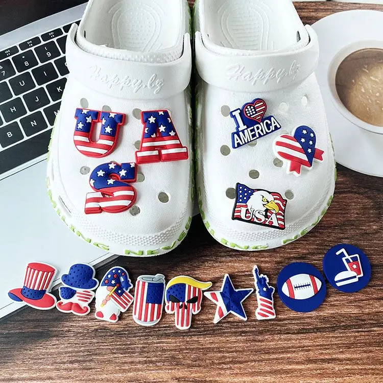 Independence Day clog charm shoe clog decoration PVC soft rubber accessories New Arrival Cartoon Yoda Star Japanese anime Wars
