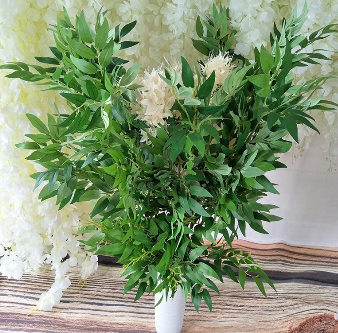 FC7508 Factory supplied green silk artificial willow leaf for decoration