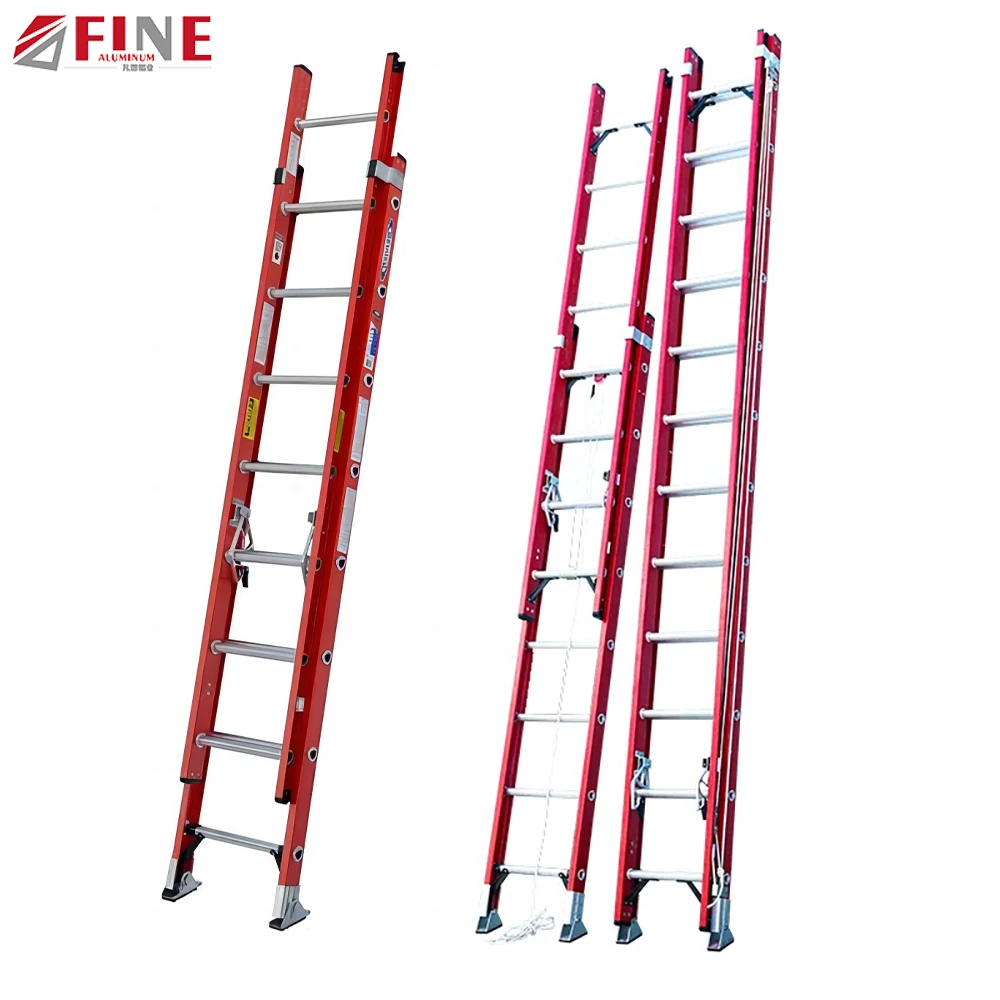 12m Fiberglass Extension Ladder With Handrail