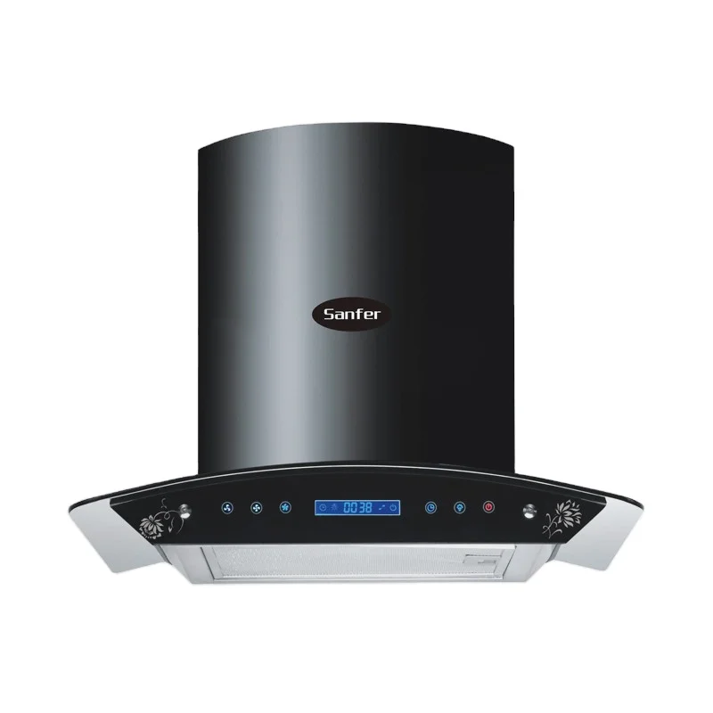 60cm black tempered glass mini kitchen hood oil collector