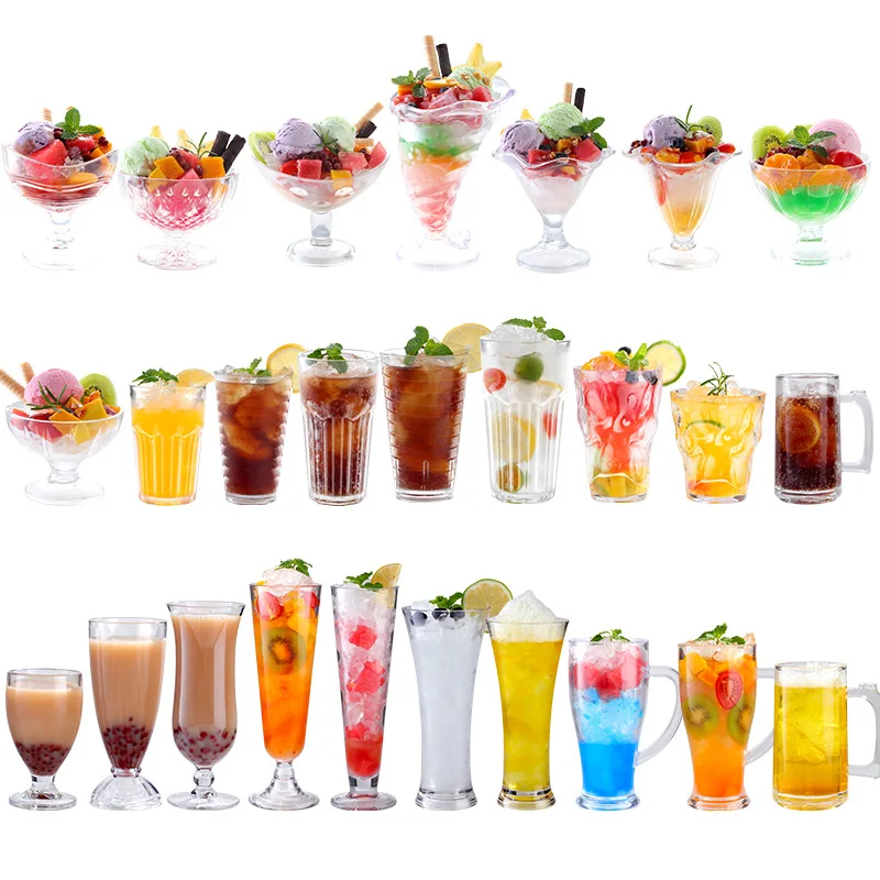 Michley Wholesale Cheap Bar Ice Cream Cup Unique Shape Martini Restaurant Drink Cocktail Glasses Plastic Glass
