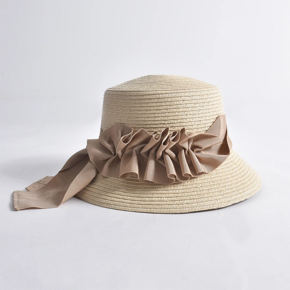 Панама Летняя Пляжная из дышащей бумаги, соломенная шляпа с плиссированной лентой, для путешествий