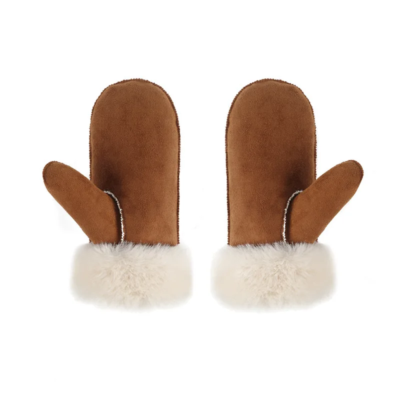New Custom Cute REX Rabbit Wool Gloves Female Winter Mittens Factory Outlet Fur Gloves Winter Women Girls glove