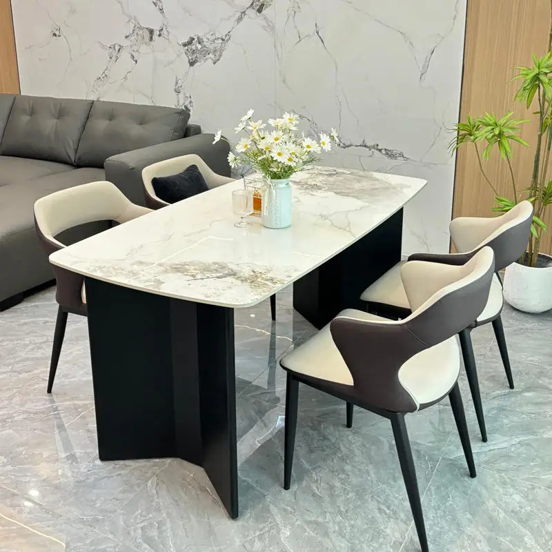 Fashion Commercial Furniture Fast Food Shop Furniture Kitchen Marble Restaurant Dining Table With Metal Legs