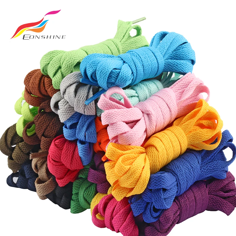 Wholesale Multi Colors Polyester Flat Rope 8mm thickened Shoelaces For Runner