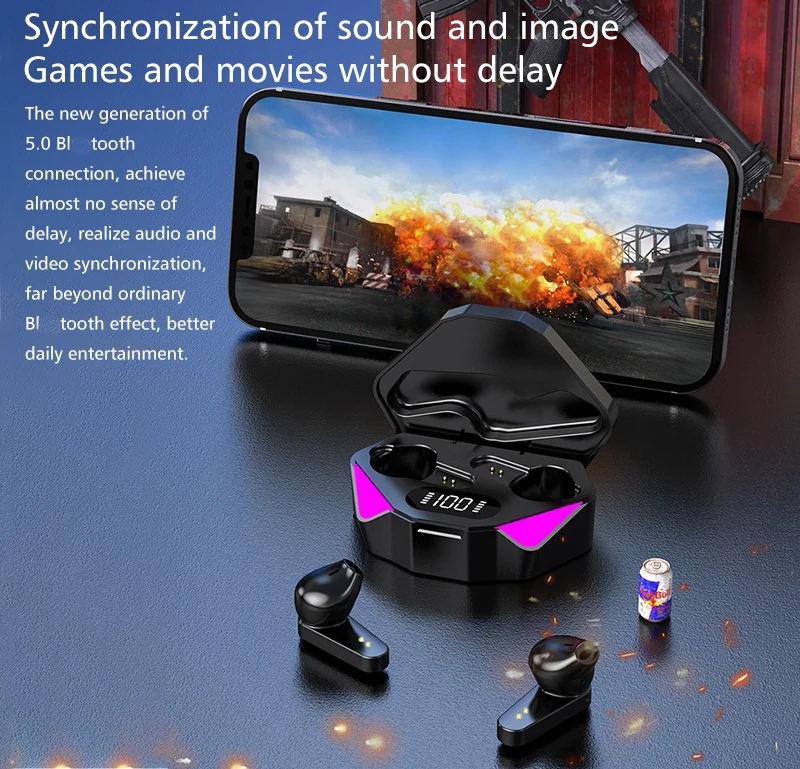 TWS X15 Gaming Earbuds Low Latency Earphone Wireless Headset Earbuds Headphone Sport Games Music for Smart Phone