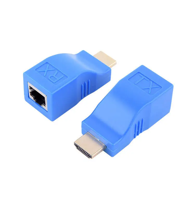24k Gold Plated Hdmi To Rj45 Converter 30m Hdmi Male To Rj45 Female Amplification Transmitter Hdmi Extender By Cat-5e/6 Cable