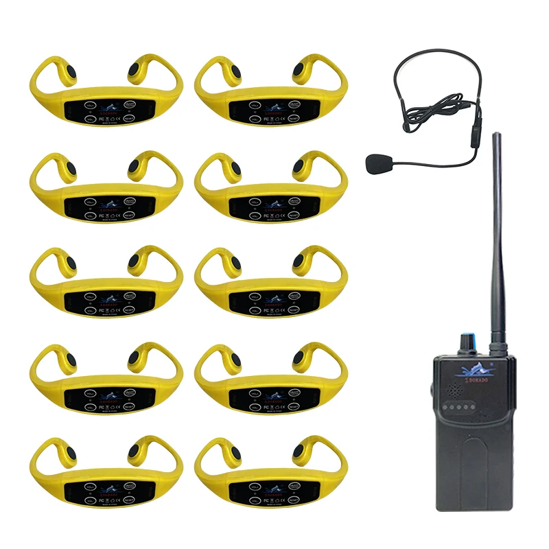 Real Time Swimming Teaching Underwater Audio Coaching System Bone Conduction Headset Earphone Wireless FM Radio Receiver