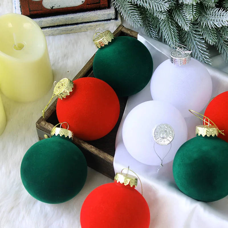 Hot Sale Christmas Tree Decoration Ball 9PCS/Set Flocking Ball Diy Hanging Christmas Tree Ornaments Balls