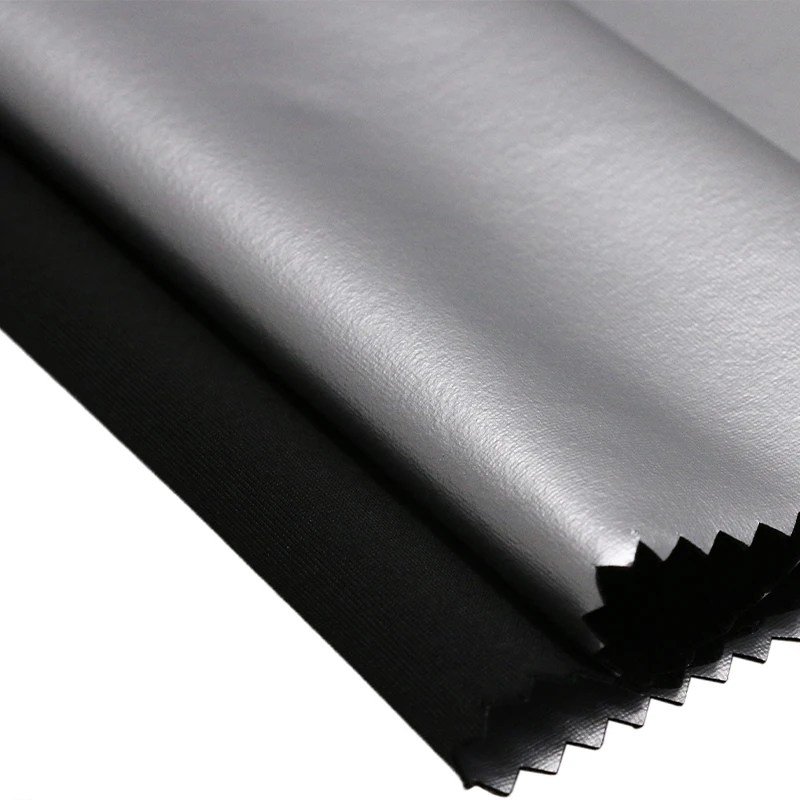 Customization Milk Silk Laminate Pu Silver Film Waterproof Fast Heat Storage Elastic Shape Slimming Spandex Sauna Suit Fabric