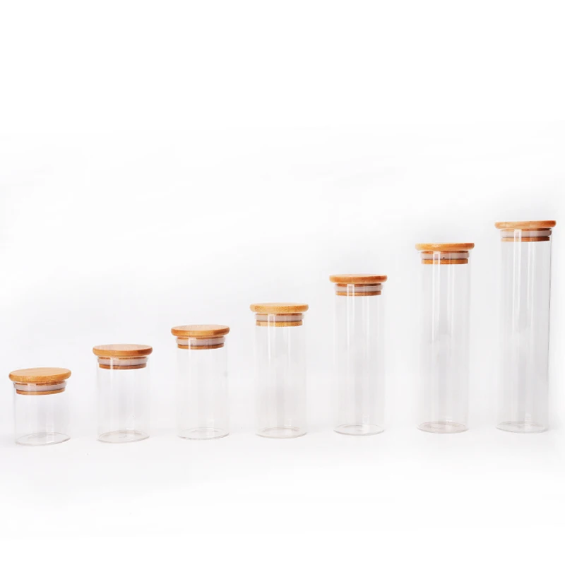 Custom Label Premium Quality glass bottle with cork bamboo lid
