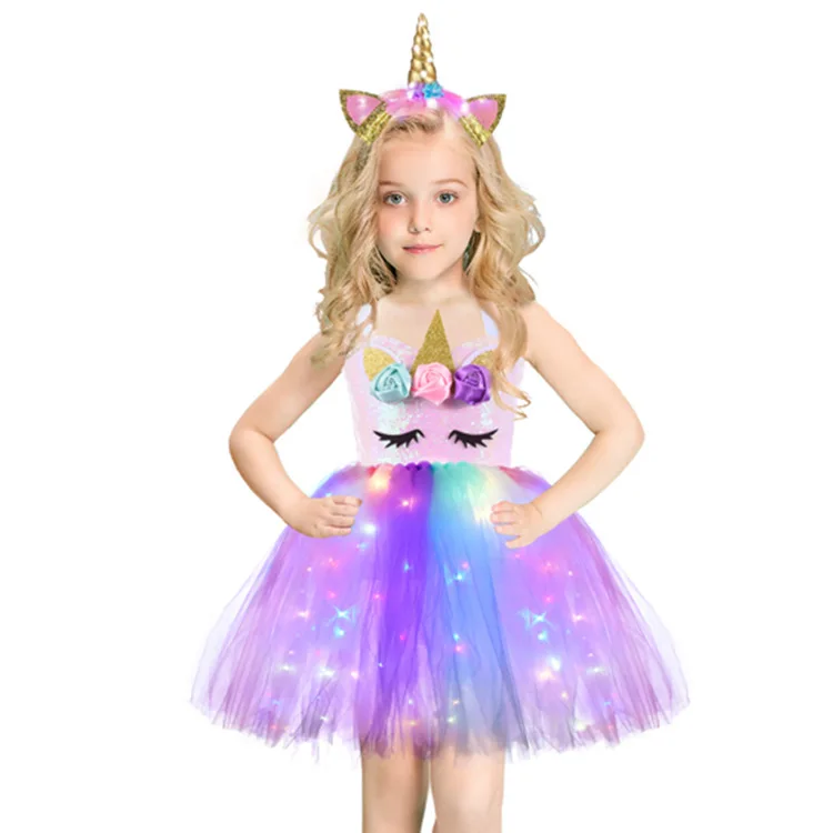 Unicorn Dress for Girls Princess Kids Halloween Party Costume with Tutu Costume Dress