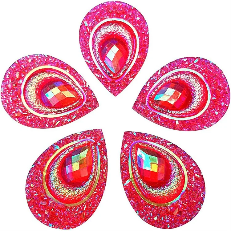 Shiny Flatback AB Color Peacock Resin Rhinestone Drop Sew on Rhinestone Wedding Decoration DIY Applique Earring