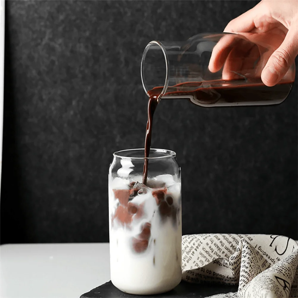 Wholesale color beer cans glasses mug drinking juice glasses beer glasses with bamboo cups and straws