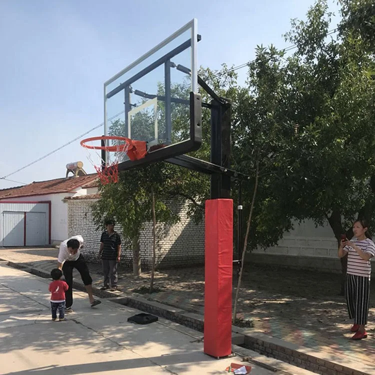 49inch Overhang Height Adjustable Basketball Hoop Stand 200*300mm Square Pipe Inground Basketball System For Adults
