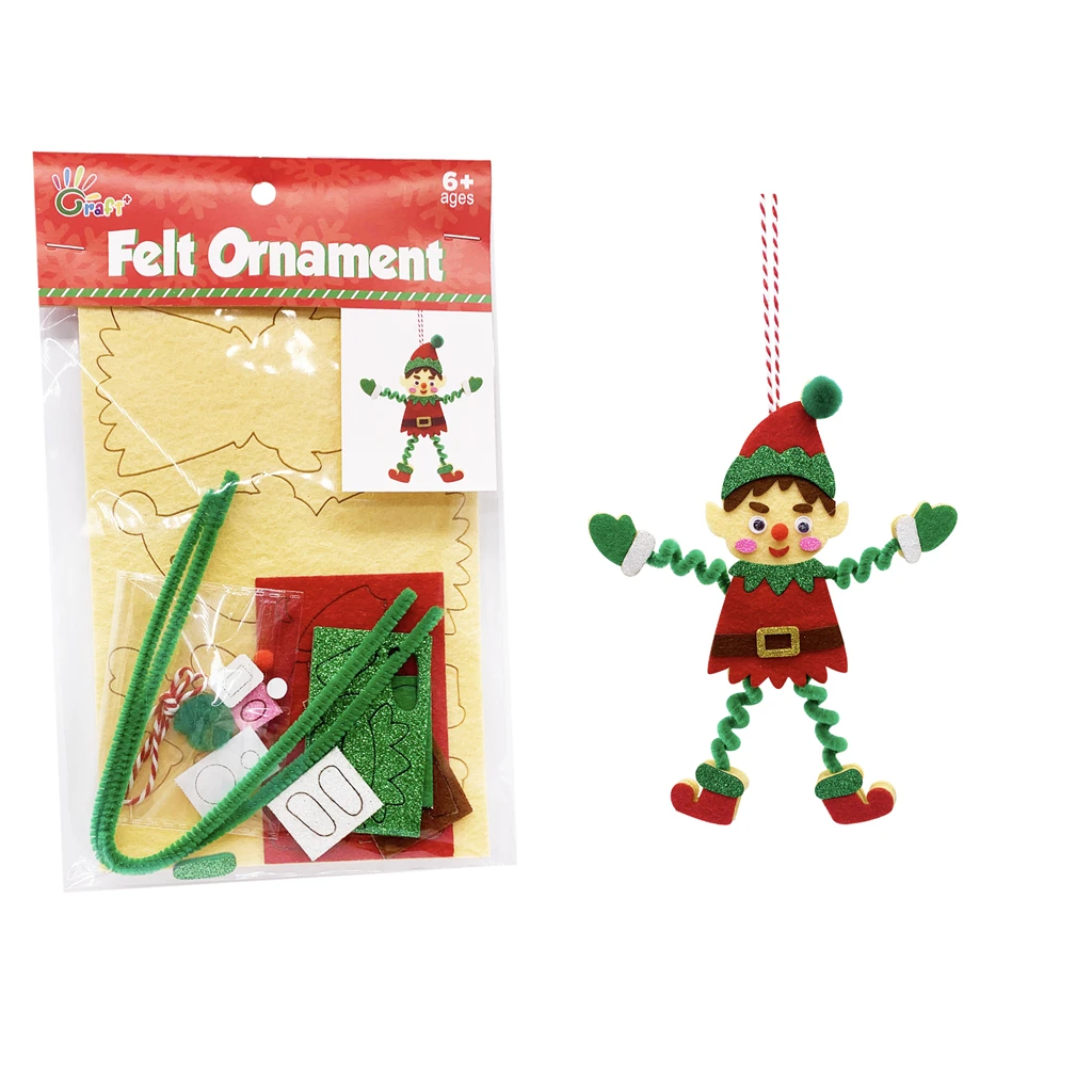 Self Design Felt Christmas Ornament With Hanger Stick Kit For Kids Home Decoration