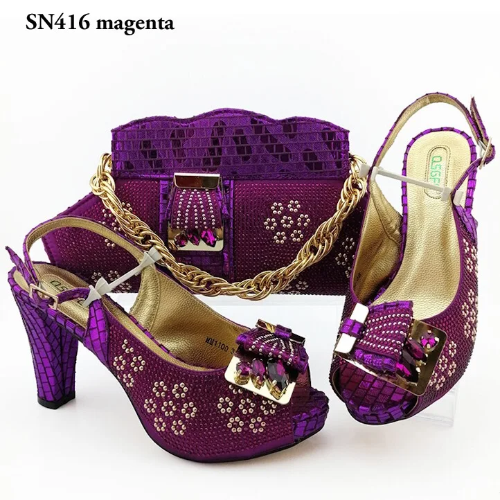 Magenta shoes matching bag 2019 nigerian wedding party shoes on sales cheap price shoes and bag