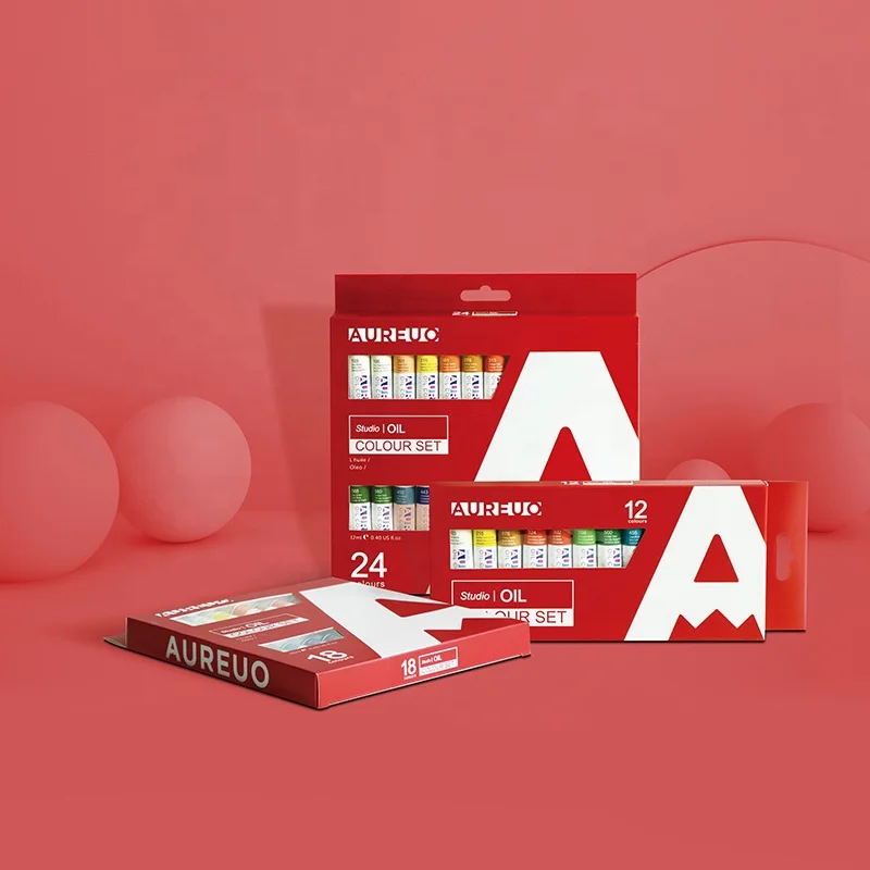 AUREUO 24 Colours 12ml Studio Grade Low Price Economical Multi-color Oil Paints Kit