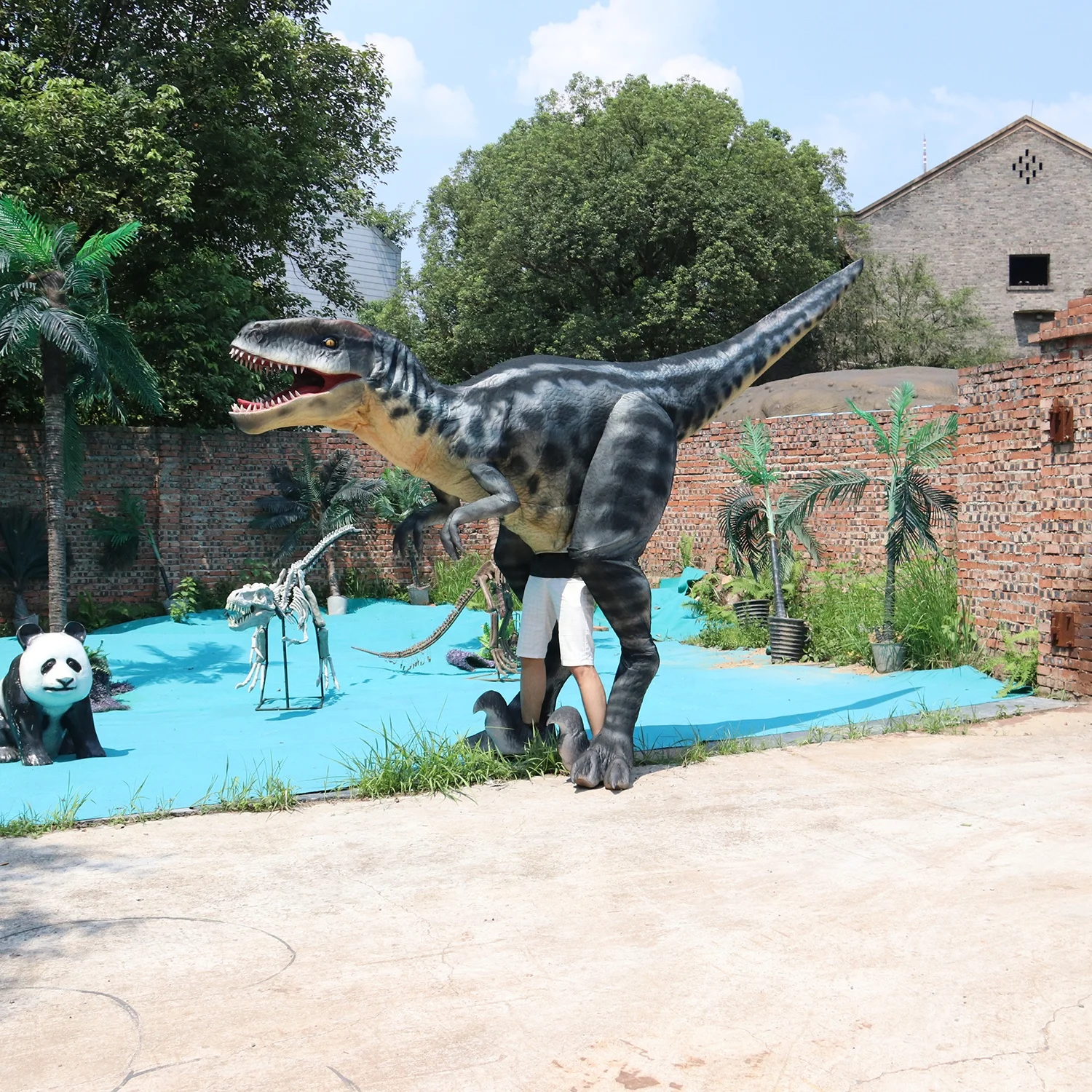2024 factory sale Animatronic raptor dinosaur wearable costume