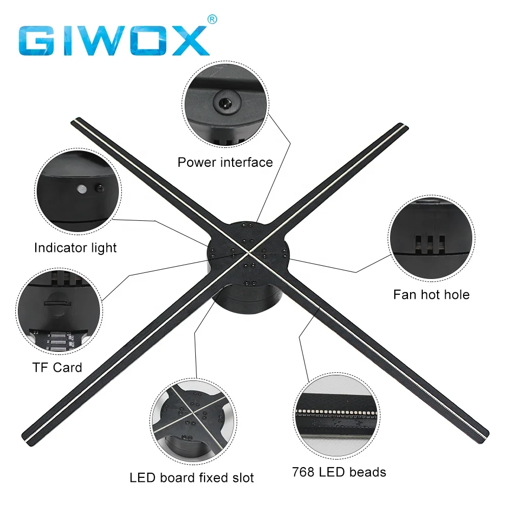 Giwox 85HR 3d голографическая 1080P розничная реклама Голографическая голограмма прозрачный