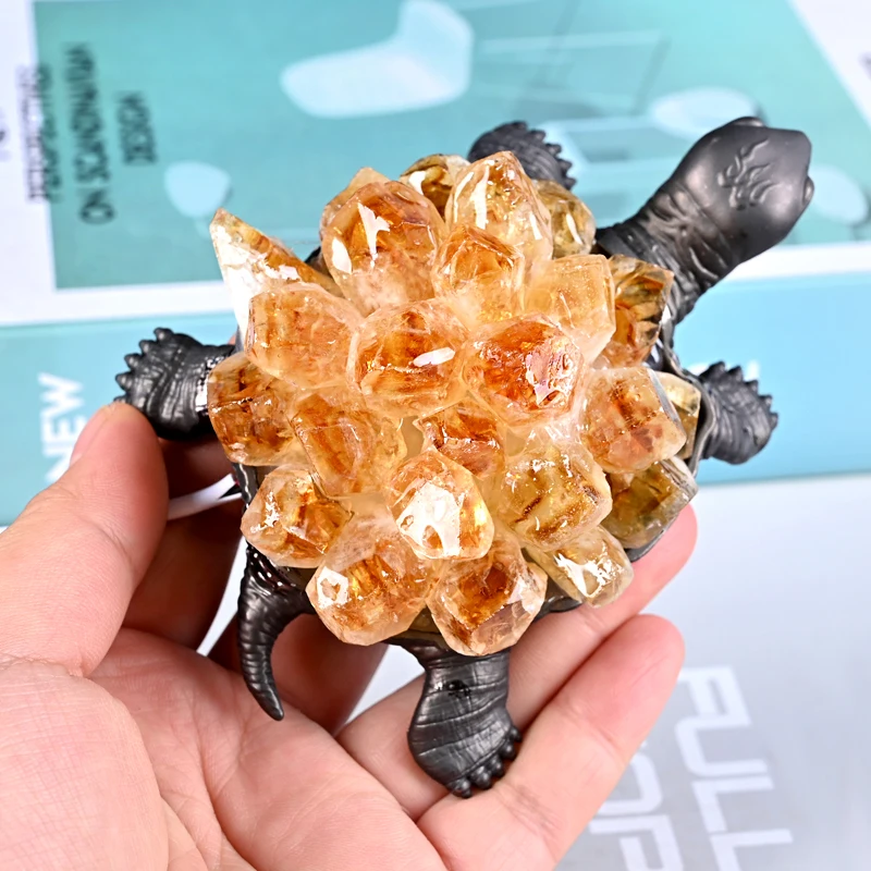 New Product High Quality crystal cluster carved healing stone  Turtle cluster lamp for ambient lighting decoration