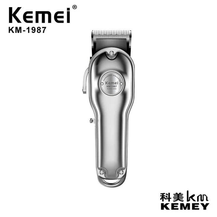 kemei hair clipperKM-1987 Hair Clipper Charging Adjustable Carbon Steel Knife Head Full Metal Body Electric Clipper