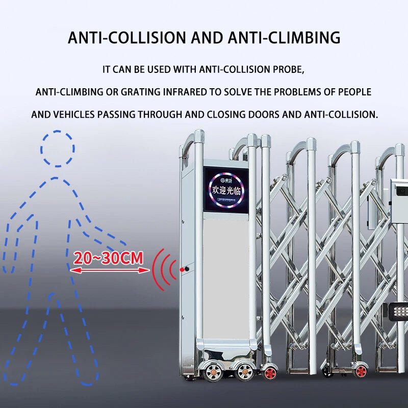 Hot sale retractable gates sliding door motor gate aluminum trackless folding gate by motor operated