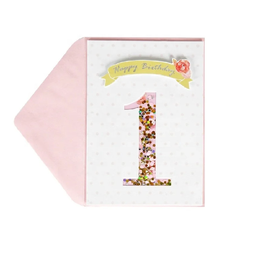 
1-Shape Die Cut Shaker Birthday Cards, 3D Custom Handmade Greeting Cards for Baby 