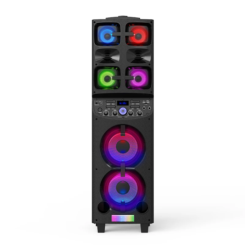 Dual 6.5' Super Bass Bluetooth Speaker USB FM Radio Home Audio Outdoor Trolley Party Karaoke Speaker