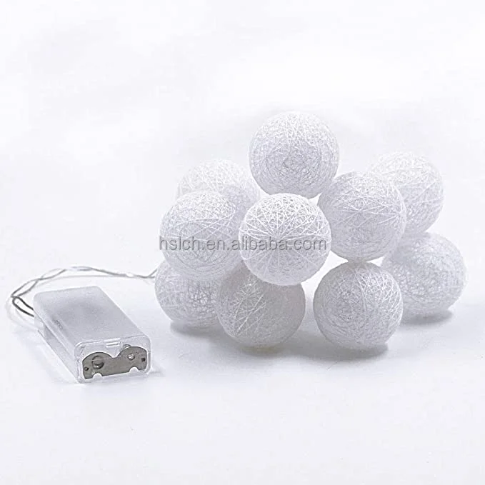 Liancheng 1.5m 3m 10L 20L Waterproof 4.5v battery Cotton Ball christmas string light Chain For Decoration